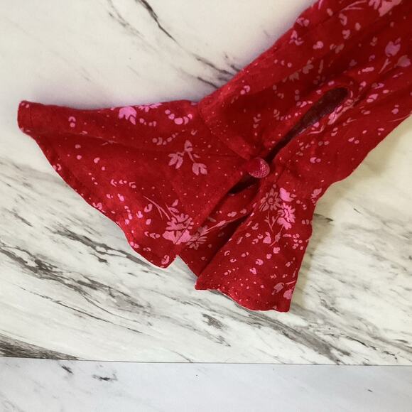 Free People Tess Mini Dress - Small, Red, Boho Milkmaid Holiday Castlecore NWT - Picture 12 of 12